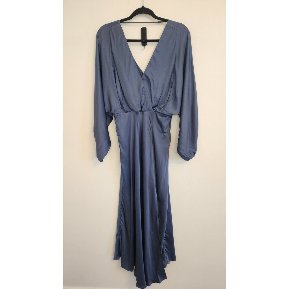 ASTR the Label Womens Kimiko Midi Dress V Neck Slate Blue Size Small NWT - Picture 2 of 14